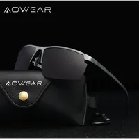 AOWEAR 2020 MENS 편광 선글라스 남성 진짜 알루미늄 거울 림리스 태양 안경 남성 스포츠 야외 운전 안경 가파스 291b
