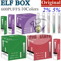 Autentyczny Doloda Elf Box e papierosy elektroniczne jednorazowe Vapes 600 Puffs 2ml Prefilled 2% 5% 10 colors 450 mAh Bateria