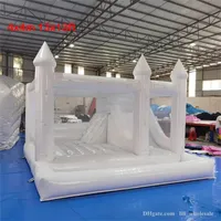 Bounce House Inflatable White Wedding Bounce houseS With Slide And Ball Pit PVC Jumper Moonwalks Bridal Bouncy Castle For Kids
