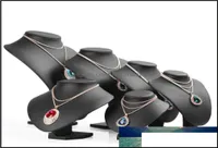 Schwarz PU Lederhals Halsregalmodelle Halskette Anh￤nger Halter Schaufensterpuppen B￼ste Juwelierform Show Aufbewahrung Drop Lieferung 2021 PA