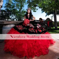 Mexican Charro Vestidos de 15 Anos Quinceanera Dress 2022 Girls Pageants Vress Organza Prom Dress