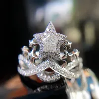 Neue Luxussimulation Fünf-Punkte-Sternschneidring-Explosionen hoher Carbon Diamant Crown Mode weibliche Schmuck 271U