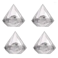 Wrap regalo luda 12pcs trasparente diamante a forma di caramelle scatole di matrimonio a favore delle scatole feste in plastica trasparente decorazione per la casa