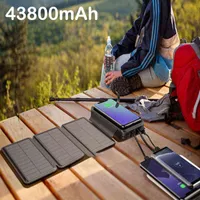 Cell Phone Power Banks Fast Qi Wireless Charger Solar Power Bank 43800mAh PD 20W Fast Charging Powerbank for iPhone 13 12 Samsung S21 Poverbank T220905