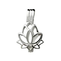 Lotus çiçek çiçeği kolye küçük lokletler 925 STERLING Gümüş Hediye Aşk İstek İnci Kafesi 5 Parça254s