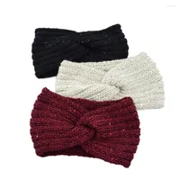 Knitted Sequin Cross Hair Band Warm Sports Headband Ear Protection Head Cover Face Wash Wool Braided