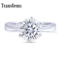 Transgems 2 CT CT 8mmエンゲージメントウェディングMoissanite Ring Lab Grown Diamond Ring in 925 In 925 Sterling Silver for Women Y200295A
