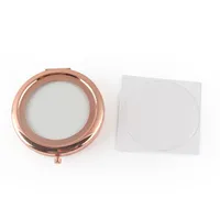 Miroir cosmétique compact compact à or rose Diy Miroir de maquillage creux 58 mm Autocollant époxy 5 pièces # 18410282Z