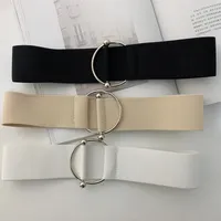 Cintos da cintura elástica para mulheres ladras negras banda simples redonda de fivela decoração de casaco de casaco de moda vestido de moda cor de cor de cor ceinture