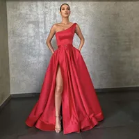 Red Evening Dresses 2021 With Dubai Middle East High Split Formal Gowns Party Prom Dress Sash Plus Size Vestidos De Festa Red Carp289g