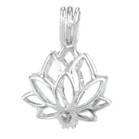 925 gümüş madalyon kafes lotus şekli inci mücevher boncukları kafes kolye, gümüş kolye montajı diy takılar fitting 314d açabilir