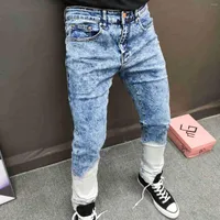 Contrasto del gradiente dei jeans maschile cucitura magro erkek Pantolon s homme pantaloni sottili pantaloni da polpaccio uomo moda hombre 2022