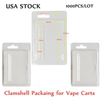 Clear Plastic CalmShell Blister Box USA Stock för full keramiska vagnar Th205 E Cigaretter 510 Ceramics Vape Cartridge Packaging PVC Hanger Packages 0,8 ml 0,5 ml 1 ml vagnar