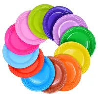 Einweg -Geschirr Einwegpappteller 7 Zoll 14 Farben Runde Pappteller für Hochzeits Geburtstagsfeier Verwendung 10pcs/Pack
