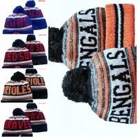Men Knitted Cuffed Pom CINCINNATI Beanies Hats Sport Knit Hat Striped Sideline Wool Warm Football Beanies Cap For Women&#039;s American All Team Skull caps