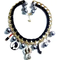 Mimiyagu Designer -Stil Chokers für Frauen grau Perle Mix Statement Halskette317z