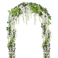 Faux Floral Greenery Artificial Fake Wisteria Vine Rattan Hanging Garland White Silk Floral String Home Party Wedding Decoration Outdoor Arch Decor J220906
