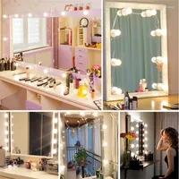 Miroirs compacts Makeup Makeup Mirror Bulbe Hollywood Vanity Lights Stepless Dimmable Lampe murale 2/6/10/14 Kit de bulbes pour coiffeuse