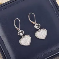 العلامة التجارية Pure 925 Sterling Silver Earrings Happy Diamond Heart Gold 925259G
