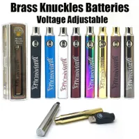 BK Battery Brass Knuckles Batterier E Cigarett Vape Pen 900mAh Gold Wood SS Rainbow Black Preheat 8 Colors VV för tjocka oljepatroner