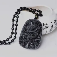 Drop Black Obsidian Dragon Collier Pendant Jade Pendant les bijoux Pendants Lucky Amulet1689