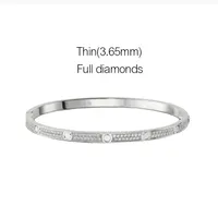 Brazalete de amor delgado con destornillador de oro Rose Platinum Dise￱ador de diamantes Full Diamond Joyas de moda Womans 3.65 mm Pulseras para mujeres Acero inoxidable