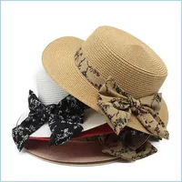 Stingy Brim Hats 2022 Spring Summer St Hat With Bowknot Women Sunhat Sunhats Girls Wide Brim Hats Woman Holiday Beach Caps F Luckyhat Dhwmn