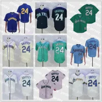 New College Baseball Tear Mariners 남자 남성 여자 아이들은 24 Ken Griffey Jr Jr Jers Jresey 1984 1995 Vintage Pullover All Stitched Flexbase Cool Bas