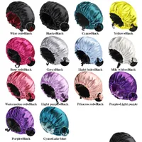 Beanie Skull Caps 2022 Ladies Durag Durags For Women Night Sleep Hat Satin Bonnet Cap Woman Slee Hats Head Er Shower Caps Hair Access Dhf92