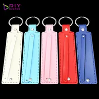 diylocket Fashion PU Keychain Whole 10pcs lot Mix color PU Keychain fit with 8mm slide charms and slide letters2648