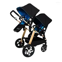 Barnvagnar tvillingar baby barnvagn svart ljus multifunktion dubbel aluminiumlegering barnvagnar