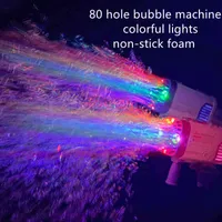 Gun Toys 2022 Upgraded Version Of 80-Hole Light Space Bazooka Bubble Machine 3-Year-Old Summer Outdoor Handheld Toy Portable Charging T220907