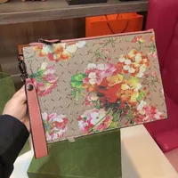 Women Handbag Clutch Bags Lady Purse Fashion Patchwork Color Letter Printing Genuine Leather Floral Pattern Interior Zipper Unisex Wallets