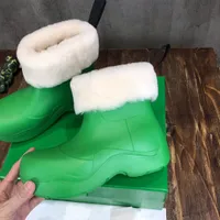 Wool Puddle Ankle Boot Designer Womens Rubber Boots Fashion Plush Fur Waterproof Rainboots Oversized Booties Shoes Top Quality Size 35-40