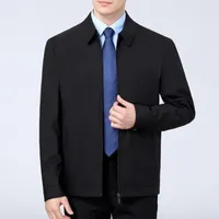 Men's Jackets Men Business Coat Solid Color Zipper Autumn Slim-fitting Lapel Middle-aged