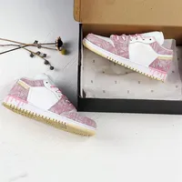 High Quality 1 Low GS Paint Drip womens Outdoor Shoes CW7104-601 1s Mid medium ice cream Sneakers DD1666-100 With Box us5 5-8 5194s