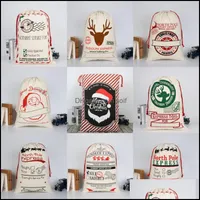 Noel Dekorasyonları 2021 Noel Hediye Çantaları Büyük Organik Ağır Tuval Çantası Santa Çuval Dstring Çantası Senerler ile 1029 B3 Drop Deli DHQB3