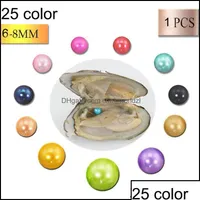 Perles perles l￢ches bijoux en gros 25color akoya huyster rond 6-8 mm d'eau douce naturelle dans la drop approvisionnement de la ferme de moules fra￮ches DHW96