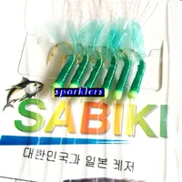 Luminoso Sabiki Fishing Lure Rigs Bait Jigs Piel de pescado verde con ganchos dorados Tamaño 6-15# Tackle de pesca232ii