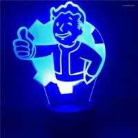 أضواء الليل 3D LED LED Game Fallout Leawter Logo Colorful USB أطفال الأطفال غرفة نوم مصباح Nightlight Toys