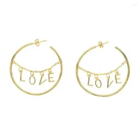 Stud Earrings 2022 TOP Sale Fashion Gold Color Romantic Love Letter For Lovely Girl Women Exaggeration Large Circle Luxury