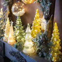 Nattljus glas julgran dekorativ hem bordsskiva dekoration lysande ljusemitterande liten nattlykta dekorationer led ljus t220907