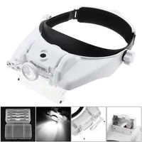 조정 가능한 헤드 밴드 안경 흡지기 돋보기를위한 LED 조명 6 렌즈가있는 돋보기 안경 경로가 쥬얼리 시계 수리 T20259U