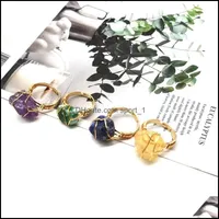 Solitare Ring Irregar Natural Crystal Stone Rings de banda chapada de oro ajustable para mujeres Club de fiesta de moda Joyer￭a C Sport1 Dhyll