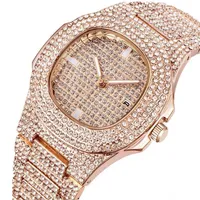 Super Gift 2019 Luxo Iced Out Watch Gold Diamond Watch For Men Women Square Quartz impermeável Relogio Masculino303o