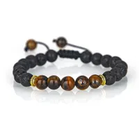 Charm Bracelets 7 Chakra Natural Lava Stone Bracelets 8Mm Yoga Beads Adjustable Braided Rope Essential Oil Diffuser Brace Jiaminstore Dhuxf