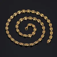 18-24inch Hip Hop Handcuffs Shape Stainless Steel Chain Necklace 18K Gold Plated Coffee Beans Chain Necklace272d