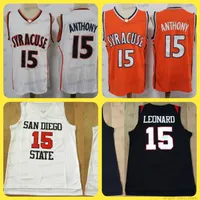 15 Kawhi Leonard San Diego State Basketball Jersey Syracuse Orange 15 Camerlo Anthony White Black College NCAA Mens Jerseys