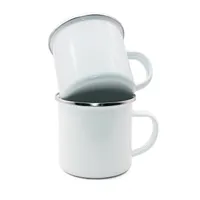new DIY 12oz Sublimation Enamel Mug with Silver Rim 350ml Stainless Steel Enamelled Cup Handle Blank Tooth Tumblers Water Coffee Bottles