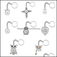 Keychains Noosa Fashion Keychains Heart Round Owl Crystal Rhinestone Snap Key Chains Fit 18Mm Buttons Keyrings Drop Deli Dhseller2010 Dhk0A